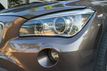Closeup luxury car headlight