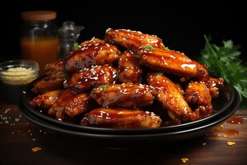 Baked honey chicken wings. Generative AI