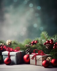 Naklejka na ściany i meble Christmas or New Year background. Christmas and new year holidays concept. Generative AI