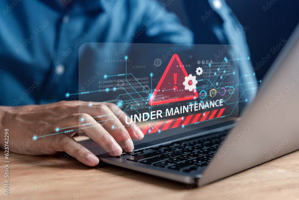 Fototapete Programmer Update software system with under maintenance system. Upgrade version system. Business technology internet with installing the update for the quality better.
