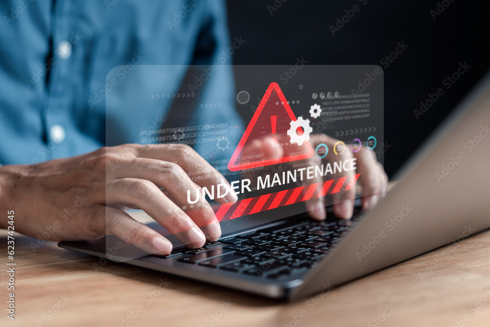 Leinwandbilder Programmer Update software system with under maintenance system. Upgrade version system. Business technology internet with installing the update for the quality better.