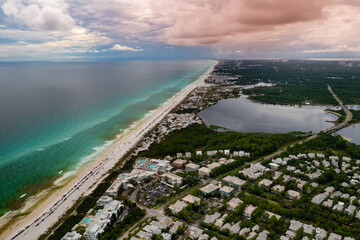 Aerail view of the picturesque town of Seaside in Florida, USA