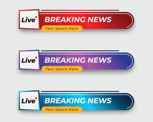 tv news bar. bars newspaper. social media bars. Television broadcast media title banner. title bar