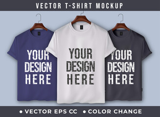 T-shirt vector mockup in white and black colors, Change colors t-shirt mockup up template