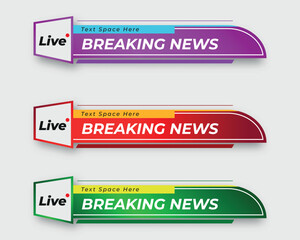 tv news bar. bars newspaper. social media bars. Television broadcast media title banner. title bar