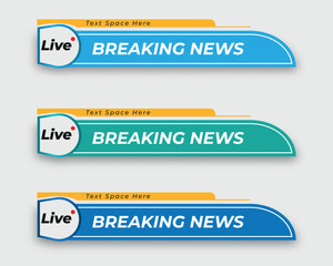 tv news bar. bars newspaper. social media bars. Television broadcast media title banner. title bar