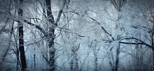 Snow covered trees and branches.