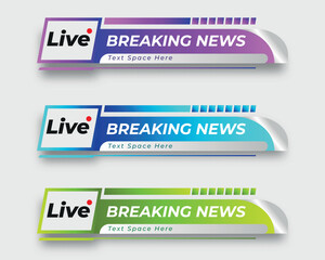 tv news bar. bars newspaper. social media bars. Television broadcast media title banner. title bar