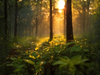 sun rays in the forest