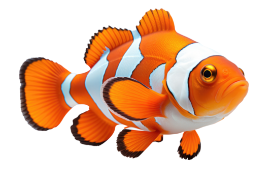 Clown fish isolated on transparent background. Generative Ai