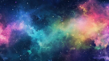 Fototapeta na wymiar Rainbow galaxy with stars and space dust, AI generated Image