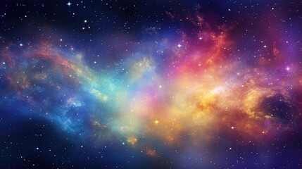 Obraz premium Rainbow galaxy with stars and space dust, AI generated Image