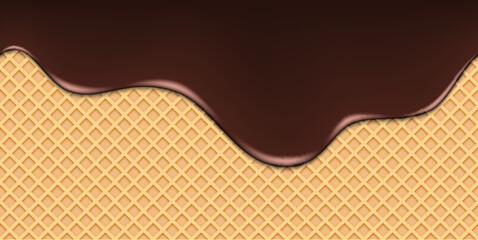 Melted chocolate seamless. Seamless dripping melted dark or milk chocolate. Vector illustration