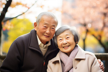 笑顔の高齢者夫婦：AI生成画像