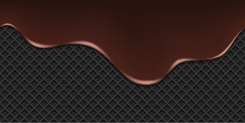 Melted chocolate seamless. Seamless dripping melted dark or milk chocolate. Vector illustration