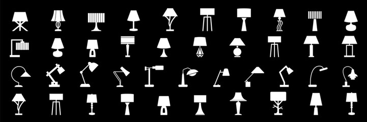 Lamp and Lighting Design vector line icon set.Standing lampshade icon set. Vector illustration