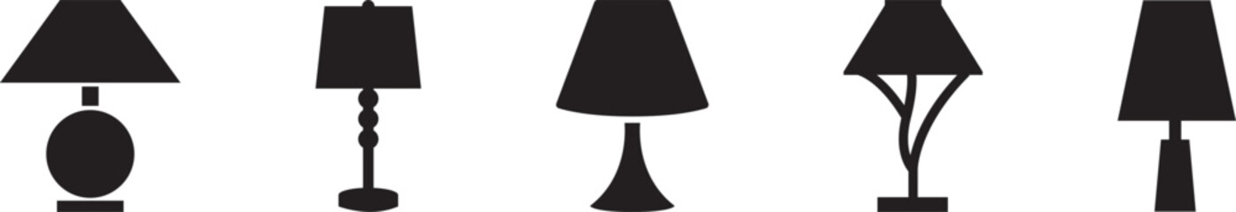 Lamp and Lighting Design vector line icon set.Standing lampshade icon set. Vector illustration