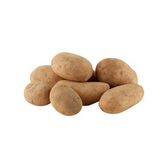 Fresh potatoes, soiled with mud cut out isolated transparent background