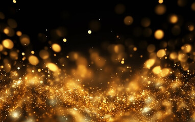 Fototapeta na wymiar Abstract background with gold bokeh effect. christmas. sparkling magical dust particles. magic