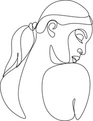 Surreal Faces Continuous line, drawing of set faces and hairstyles, fashion concept, woman's beauty, minimalist, vector illustration, pretty sexy. Love yourself and take care of yourself.