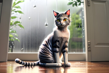 cat sitting on a rainy day.
Generative AI
