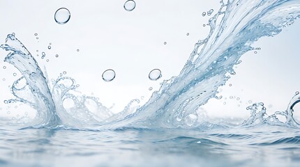 Background image of moving water in waves bubbles on white background