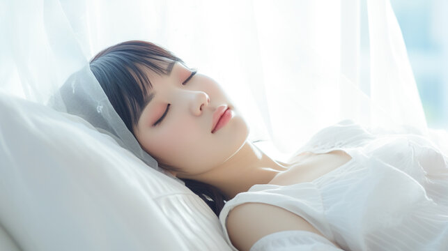 ベッドで眠る女性（AI生成）