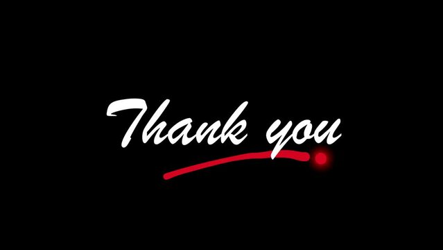 Simple animation of Thank You words for ending of video or other design, in black background.