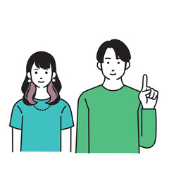 シンプルな若者の男女のイラスト

