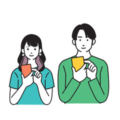 スマートフォンを持つ驚く表情のシンプルな女性のイラスト
