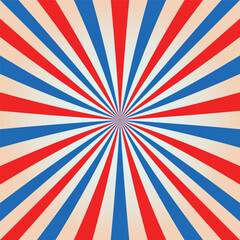 retro background. vector illustration. background with lines in a circle. spiral or hypnosis. America. circus. blue, white and red.