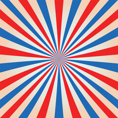 retro background. vector illustration. background with lines in a circle. spiral or hypnosis. America. circus. blue, white and red. © Daria Bubnova
