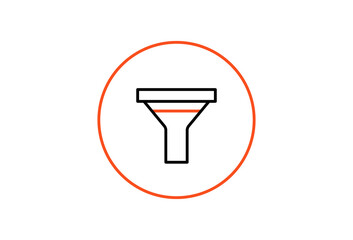 Isolated  Black and orange filter icon with circle in flat style design. Vector icon. Geometric Illustration