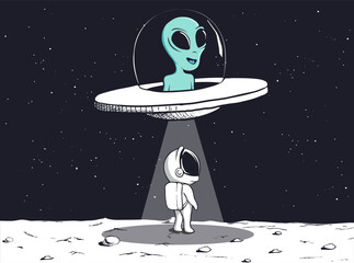 Cute alien abducts an baby astronaut - 623751623