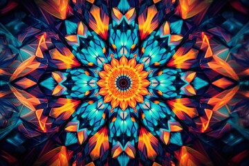 Macro shot of a vividly colored kaleidoscope pattern