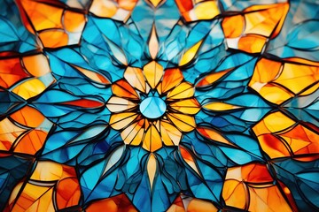 Macro shot of a vividly colored kaleidoscope pattern - obrazy, fototapety, plakaty