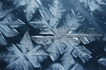 Macro shot of ice crystals forming geometric patterns