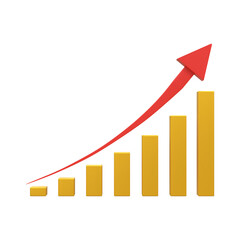 GROWTH STOCK CHART UP WITH COINS investing icon 3D Rrender icon 