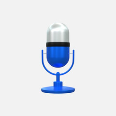 Microphone podcast 3d render ui ux icon badge isolated 
