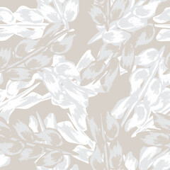 Neutral Colour Tropical Leaf Seamless Pattern Design