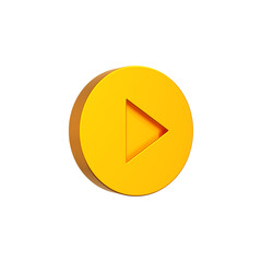 Glossy play button sign 3d social media logo music minimal icon 3d rendering