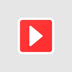 Glossy play button sign 3d social media logo music minimal icon 3d rendering