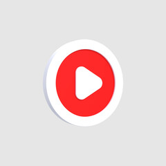 Glossy play button sign 3d social media logo music minimal icon 3d rendering