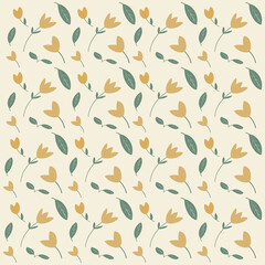 Cozy flowers seamless pattern hand drawn