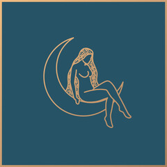 Celestial Woman logo design, feminine, boho woman