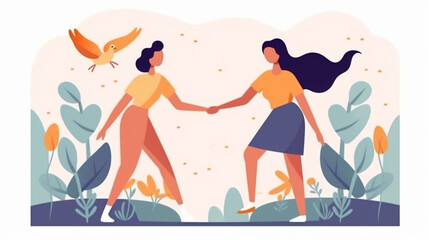  Friends enjoying, Friendship day flat vector