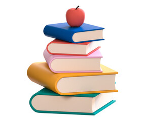 Pile of books on top of each other with apple on top