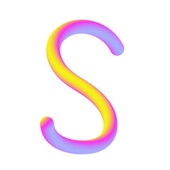 Yellow Pink Candy Letter S. 3D Render. Cut Out.