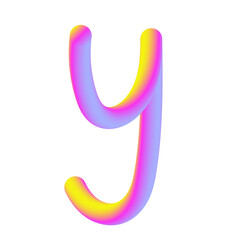 Yellow Pink Candy Letter Y. 3D Render. Cut Out.
