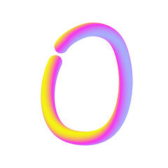 Yellow Pink Candy Letter O. 3D Render. Cut Out.